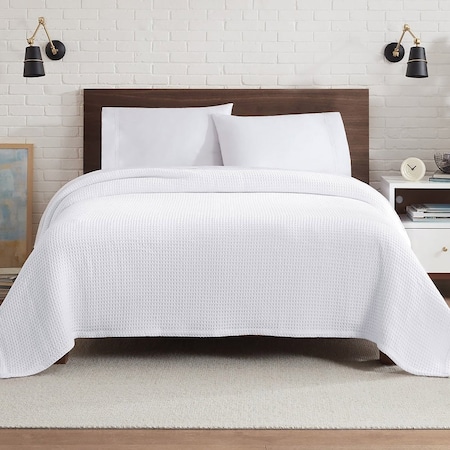 Monarch Brands Aston & Arden Waffle Blanket - Queen, White P-BLT-WFL-QN-WH